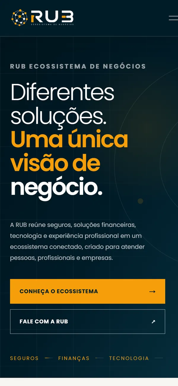 Site RUB Negócios no celular